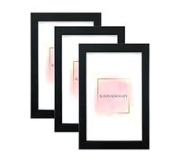 Alison Kingsgate 100x90CM Black Modern Photo Frames Pack of 3 - Engineered Wood Picture Frame with Perspex Front - Ideal for Certificates - Wall Mount or Tabletop - Multiple Sizes & Colors