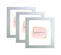 Alison Kingsgate 10X10 SILVER Modern Photo Frames Pack of 3 - Engineered Wood Picture Frame with Perspex Front - Ideal for Certificates - Wall Mount or Tabletop - Multiple Sizes & Colors