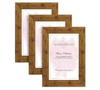 Alison Kingsgate 10X7 Rustic Oak Modern Photo Frames Pack of 3 - Engineered Wood Picture Frame with Perspex Front - Ideal for Certificates - Wall Mount or Tabletop - Multiple Sizes & Colors