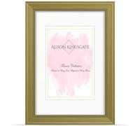 Alison Kingsgate 10x8 Gold Picture Frames with Mount for 8x6 Photo - Engineered Wood Photos Frame with Precision Cut Cardboard Mount -Ideal for Posters - Multiple Sizes & Colours Available