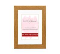 Alison Kingsgate 10x8 Oak Picture Frame with 8x6 Mount - Engineered Wood Photo Frame with Precision Cut Cardboard Mount - Ideal for Posters -Sizes & Colours Available