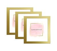 Alison Kingsgate 11X11 Gold Modern Photo Frames Pack of 3 - Engineered Wood Picture Frame with Perspex Front - Ideal for Certificates - Wall Mount or Tabletop - Multiple Sizes & Colors