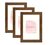 Alison Kingsgate 11X8.5 Rustic Oak Modern Photo Frames Pack of 3 - Engineered Wood Picture Frame with Perspex Front - Ideal for Certificates - Wall Mount or Tabletop - Multiple Sizes & Colors