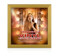 Alison Kingsgate 12x12 Gold Vinyl Record Frame - Display Classic Frames for LP Album Covers & CDs - Engineered Wood with Shatterproof Perspex Front - Gift for Music Lovers