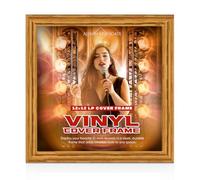 Alison Kingsgate 12x12 Oak Vinyl Record Frame - Display Classic Frames for LP Album Covers & CDs - Engineered Wood with Shatterproof Perspex Front - Gift for Music Lovers