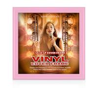 Alison Kingsgate 12x12 Pink Vinyl Record Frame - Display Classic Frames for LP Album Covers & CDs - Engineered Wood with Shatterproof Perspex Front - Gift for Music Lovers