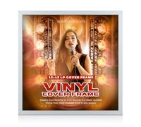 Alison Kingsgate 12x12 Silver Vinyl Record Frame - Display Sl rames for LP Album Covers & CDs - Engineered Wood with Shatterproof Perspex Front - Gift for Music Lovers