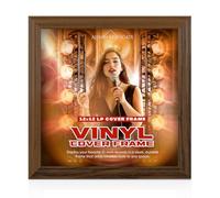 Alison Kingsgate 12x12 Walnut Vinyl Record Frame - Display Classic Frames for LP Album Covers & CDs - Engineered Wood with Shatterproof Perspex Front - Gift for Music Lovers