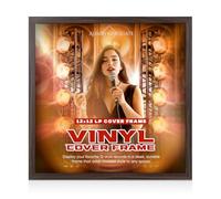 Alison Kingsgate 12x12 Walnut Vinyl Record Frame - Display Sleek Frames for LP Album Covers & CDs - Engineered Wood with Shatterproof Perspex Front - Gift for Music Lovers