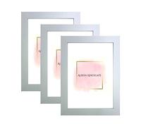 Alison Kingsgate 14X11 SILVER Modern Photo Frames Pack of 3 - Engineered Wood Picture Frame with Perspex Front - Ideal for Certificates - Wall Mount or Tabletop - Multiple Sizes & Colors