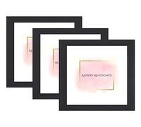 Alison Kingsgate 14X14 Matte Black Modern Photo Frames Pack of 3 - Engineered Wood Picture Frame with Perspex Front - Ideal for Certificates - Wall Mount or Tabletop - Multiple Sizes & Colors