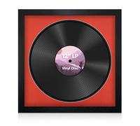 Alison Kingsgate 16×16" Vinyl Record Frame for 12 Inch LP Disc - Premium Black Photo Frames with Poppy red Mount - Engineered Wood with Shatterproof Perspex Front - Modern Display for Music Lovers