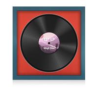 Alison Kingsgate 16×16" Vinyl Record Frame for 12 Inch LP Disc - Premium Blue Photo Frames with Poppy red Mount - Engineered Wood with Shatterproof Perspex Front - Modern Display for Music Lovers