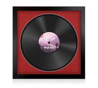 Alison Kingsgate 16×16" Vinyl Record Frame for 12 Inch LP Disc - Premium Matte Black Photo Frames with Crimson Mount - Engineered Wood with Shatterproof Perspex Front - Modern Display for Music Lovers