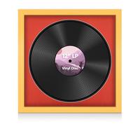 Alison Kingsgate 16×16" Vinyl Record Frame for 12 Inch LP Disc - Premium Matte Yellow Photo Frames with Poppy red Mount - Engineered Wood with Shatterproof Perspex - Modern Display for Music Lovers