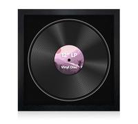 Alison Kingsgate 16x16 Black Vinyl Record Frame - Modern Photo Frames for 12 Inch LP or CD - Crafted from Engineered Wood with Crystal Clear Perspex - Gift for Music Lovers - Black Mount