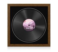 Alison Kingsgate 16x16 Dark Oak Vinyl Record Frame - Modern Photo Frames for 12 Inch LP or CD - Crafted from Engineered Wood with Crystal Clear Perspex - Gift for Music Lovers - Black Mount