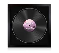 Alison Kingsgate 16x16 Matt Black Vinyl Record Frame - Modern Photo Frames for 12 Inch LP or CD - Crafted from Engineered Wood with Clear Perspex - Gift for Music Lovers - Black Mount