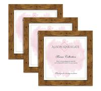 Alison Kingsgate 16X16 Rustic Oak Modern Photo Frames Pack of 3 - Engineered Wood Picture Frame with Perspex Front - Ideal for Certificates - Wall Mount or Tabletop - Multiple Sizes & Colors