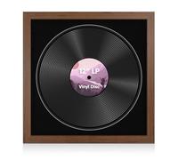 Alison Kingsgate 16x16 Walnut Vinyl Record Frame - Modern Photo Frames for 12 Inch LP or CD - Crafted from Engineered Wood with Crystal Clear Perspex - Gift for Music Lovers - Black Mount