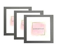Alison Kingsgate 17X17 Dark Grey Modern Photo Frames Pack of 3 - Engineered Wood Picture Frame with Perspex Front - Ideal for Certificates - Wall Mount or Tabletop - Multiple Sizes & Colors