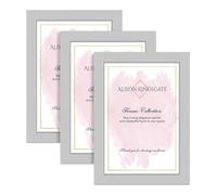 Alison Kingsgate 18X12 SILVER Modern Photo Frames Pack of 3 - Engineered Wood Picture Frame with Perspex Front - Ideal for Certificates - Wall Mount or Tabletop - Multiple Sizes & Colors