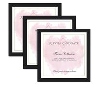 Alison Kingsgate 24X24IN Matte Black Modern Photo Frames Pack of 3 - Engineered Wood Picture Frame with Perspex Front - Ideal for Certificates - Wall Mount or Tabletop - Multiple Sizes & Colors