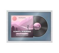 Alison Kingsgate 25×17" Vinyl Record Frame for 12 Inch LP Cover & Disc - Premium Classic Display Photo Frames - Engineered Wood with Perspex Front - White with Pompadour Mount for Music Lovers