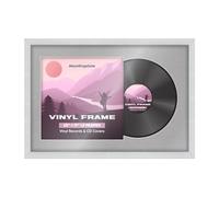 Alison Kingsgate 25×17" Vinyl Record Frame for 12 Inch LP Cover & Disc - Premium Classic Display Photo Frames - Engineered Wood with Perspex Front - White with Silver Mount for Music Lovers