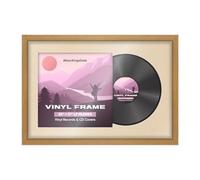 Alison Kingsgate 25×17" Vinyl Record Frame for 12 Inch LP Cover & Disc - Premium Sl isplay Photo Frames - Engineered Wood with Perspex Front - Oak with Ivory Mount for Music Lovers