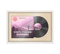 Alison Kingsgate 25×17" Vinyl Record Frame for 12 Inch LP Cover & Disc - Premium Sl isplay Photo Frames - Engineered Wood with Perspex Front - Whitewith Ivory Mount for Music Lovers