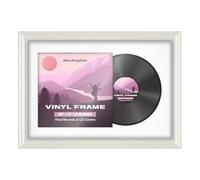 Alison Kingsgate 25×17" Vinyl Record Frame for 12 Inch LP Cover & Disc - Premium Swept Display Photo Frames - Engineered Wood with Perspex Front - White with White Mount for Music Lovers