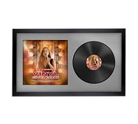 Alison Kingsgate 30×17” Black Vinyl Record Frame- Fits 12” LP Cover & Disc - Engineered Wood with Shatterproof Perspex - Stylish Sl isplay for Your Home or Music Collection - Silver Mount