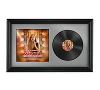 Alison Kingsgate 30×17” Black Vinyl Record Frame- Fits 12” LP Cover & Disc - Engineered Wood with Shatterproof Perspex - Stylish Swept Display for Your Home or Music Collection - Silver Mount