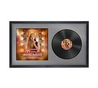 Alison Kingsgate 30×17” Black Vinyl Record Frame- Fits 12” LP Cover & Disc - Engineered Wood with Shatterproof Perspex - Stylish Classic Display for Your Home or Music Collection - Mid Grey Mount