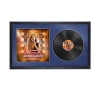 Alison Kingsgate 30×17” Black Vinyl Record Frame- Fits 12” LP Cover & Disc - Engineered Wood with Shatterproof Perspex - Stylish Classic Display for Your Home or Music Collection - Blue Mount