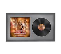 Alison Kingsgate 30×17” Dark Grey Vinyl Record Frame- Fits 12” LP Cover & Disc - Engineered Wood with Shatterproof Perspex - Stylish Classic Display for Your Home or Music Collection - Mid Grey Mount