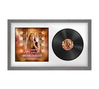 Alison Kingsgate 30×17” Grey Marble Vinyl Record Frame- Fits 12” LP Cover & Disc - Engineered Wood with Shatterproof Perspex - Stylish Modern Display for Your Home or Music Collection - white Mount