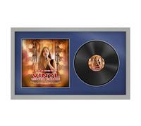 Alison Kingsgate 30×17” Light Grey Vinyl Record Frame- Fits 12” LP Cover & Disc - Engineered Wood with Shatterproof Perspex - Stylish Modern Display for Your Home or Music Collection - Blue Mount