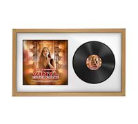 Alison Kingsgate 30×17” Oak Vinyl Record Frame- Fits 12” LP Cover & Disc - Engineered Wood with Shatterproof Perspex - Stylish Sl isplay for Your Home or Music Collection - White Mount