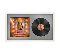 Alison Kingsgate 30×17” White Vinyl Record Frame- Fits 12” LP Cover & Disc - Engineered Wood with Shatterproof Perspex - Stylish Sl isplay for Your Home or Music Collection - Silver Mount