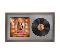 Alison Kingsgate 30x17 Walnut Vinyl Record Frame for LP & Album | Engineered Wood & Shatterproof Perspex Front for 12 Inch LP, CD Holder Modern Display For Music Lover - Silver Mount