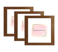 Alison Kingsgate 4X4 Dark Oak Modern Photo Frames Pack of 3 - Engineered Wood Picture Frame with Perspex Front - Ideal for Certificates - Wall Mount or Tabletop - Multiple Sizes & Colors