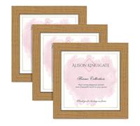 Alison Kingsgate 4X4 OAK Modern Photo Frames Pack of 3 - Engineered Wood Picture Frame with Perspex Front - Ideal for Certificates - Wall Mount or Tabletop - Multiple Sizes & Colors