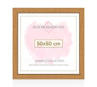 Alison Kingsgate 50X50CM Oak- Thin Photo Frame-Engineered Wood Picture Frames with Shatterproof Perspex - Ideal for Certificates & Artwork-Wall Mount or Tabletop - Multiple Sizes & Colours Available