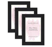 Alison Kingsgate 6X4 Black Modern Photo Frames Pack of 3 - Engineered Wood Picture Frame with Perspex Front - Ideal for Certificates - Wall Mount or Tabletop - Multiple Sizes & Colors