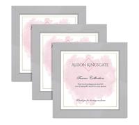 Alison Kingsgate 6X6 SILVER Modern Photo Frames Pack of 3 - Engineered Wood Picture Frame with Perspex Front - Ideal for Certificates - Wall Mount or Tabletop - Multiple Sizes & Colors