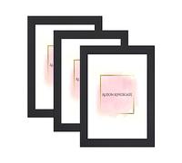 Alison Kingsgate 7X5 Matte Black Modern Photo Frames Pack of 3 - Engineered Wood Picture Frame with Perspex Front - Ideal for Certificates - Wall Mount or Tabletop - Multiple Sizes & Colors