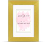 Alison Kingsgate 8x6 GOLD Picture Frame with Mount for 7x5 Photo - Engineered Wood Photo Frame with Precision Cut Cardboard Mount - Ideal for Posters - Sizes & Colours Available