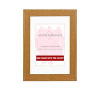 Alison Kingsgate 8x6 Oak Picture Frame with Mount for 7x5 Photo - Engineered Wood Photo Frame with Precision Cut Cardboard Mount - Ideal for Posters - Sizes & Colours Available